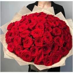 Букет из красной розы ред наоми 70см 55 шт