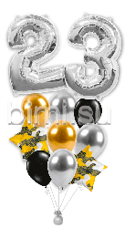 Фонтан шаров на 23 февраля с цифрами серебро
