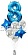 Фонтан из воздушных шаров с Синей цифрой и серебром