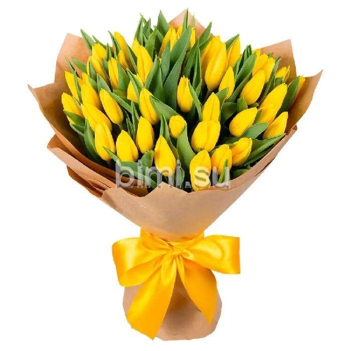 Букет из 49 жёлтых тюльпанов