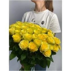 Роза Илиос желтая 60 см 51 шт