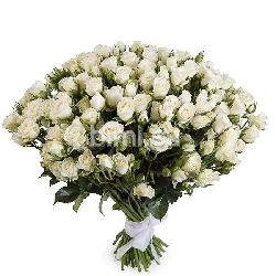 Букет из 39 белых кустовых роз &quot;Сноу Флейк&quot;, 60 см